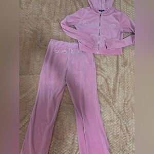 Bebe Pink Velour Track Pants